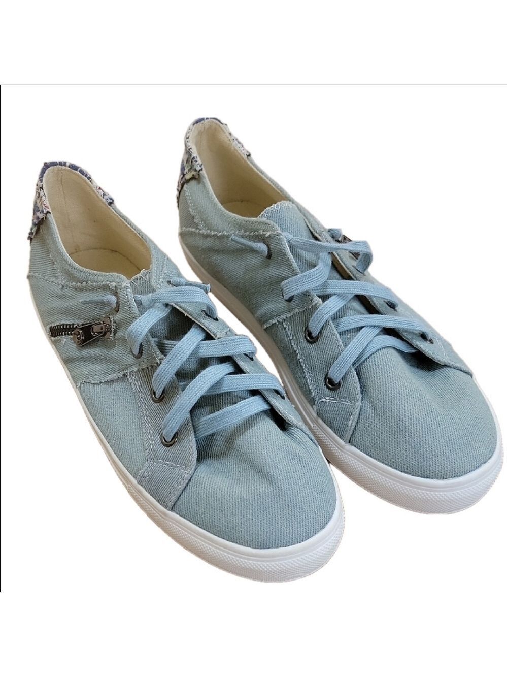 Women's Jolimall Casual Baby Blue Denim Patch Sneakers Size 8 EUC